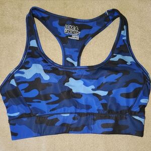 Love & Sports Blue Camo Sports Bra Sz Medium